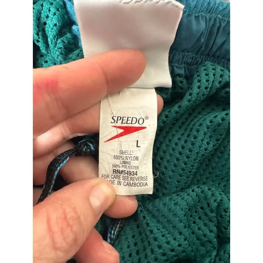 Speedo Men’s Swim Trunks Size Large Turquoise Lined Nylon Swim Shorts